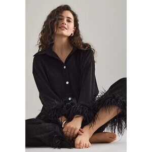 NWT $350 Sleeper Cosmos Lurex Long Pyjama Set Black Size Medium